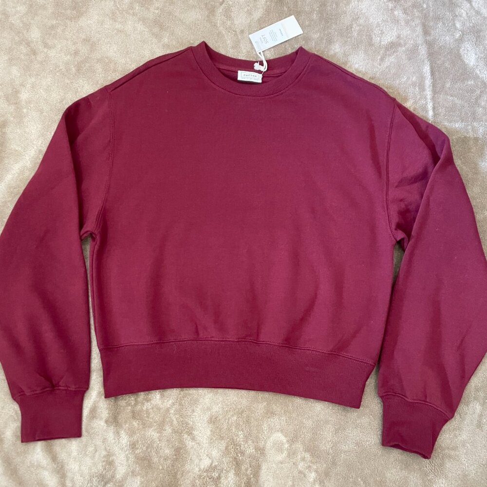Reflex‎ Sweatshirt Womens Burgundy Ultra Soft Cozy Loungewear Crewneck